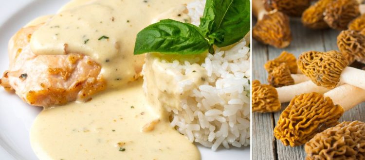 Poularde chaponnée aux morilles et sauce crémée, plat festif de fin d’année de la Ferme de la Couture